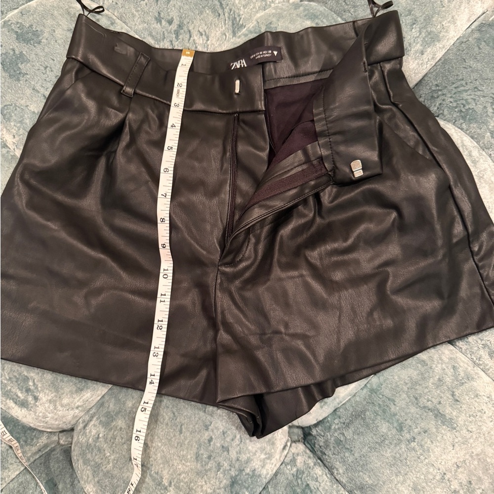 Zara Black Faux Leather High Waist Shorts